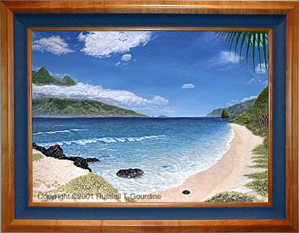 Maui Bleu painting in Koa